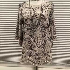 Solitaire Black and White Lace Blouse